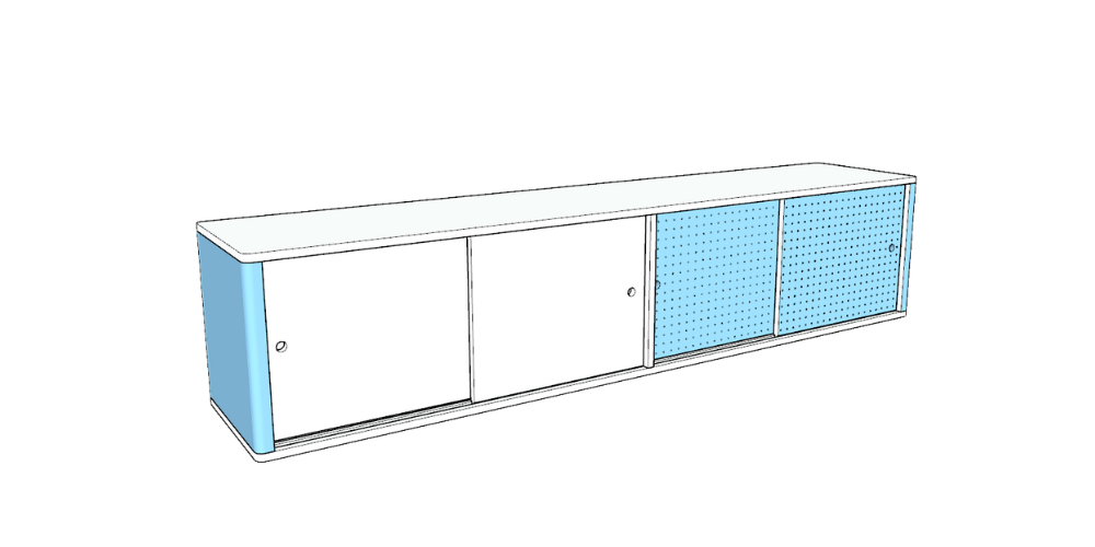 Modern Lex Modular  Curved Credenza with Sliding Doors