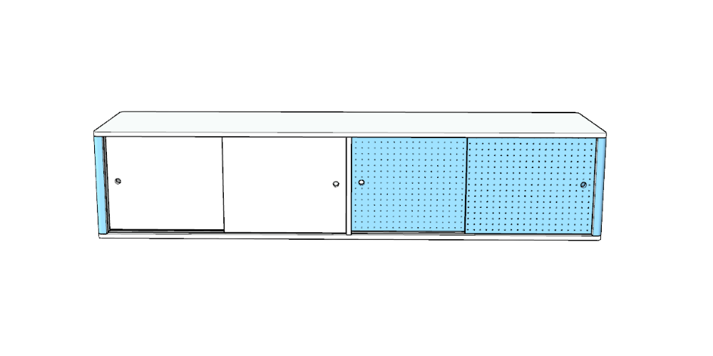 Modern Lex Modular  Curved Credenza with Sliding Doors