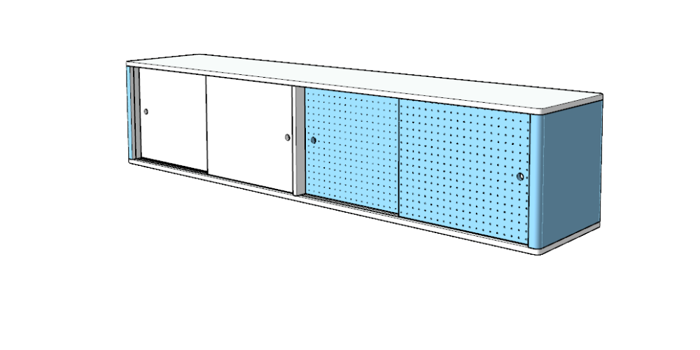 Modern Lex Modular  Curved Credenza with Sliding Doors