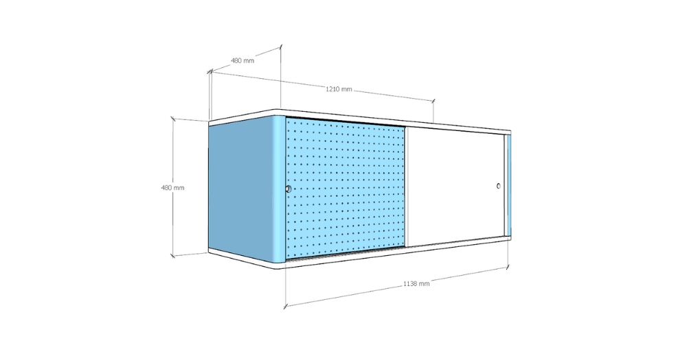 Modern Lex Modular  Curved Credenza with Sliding Doors