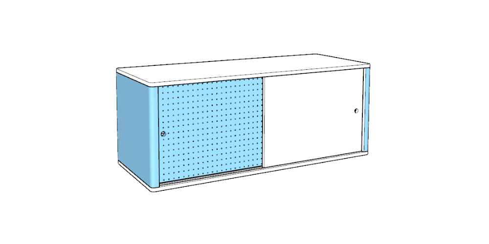 Modern Lex Modular  Curved Credenza with Sliding Doors