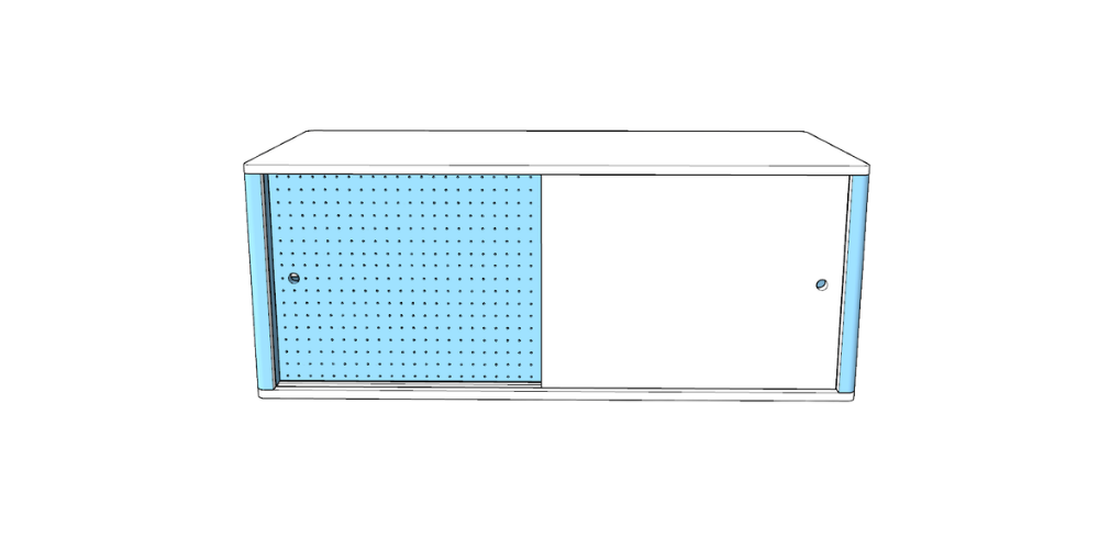 Modern Lex Modular  Curved Credenza with Sliding Doors