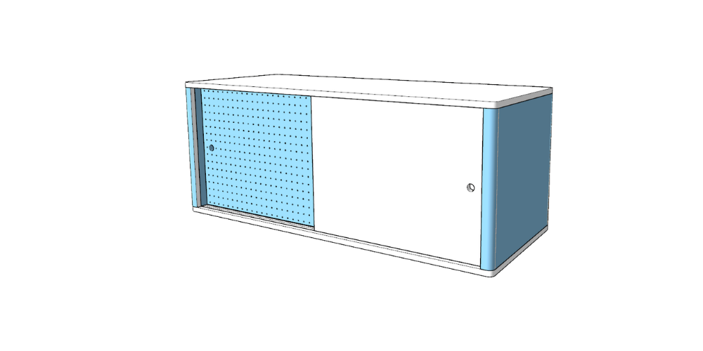 Modern Lex Modular  Curved Credenza with Sliding Doors