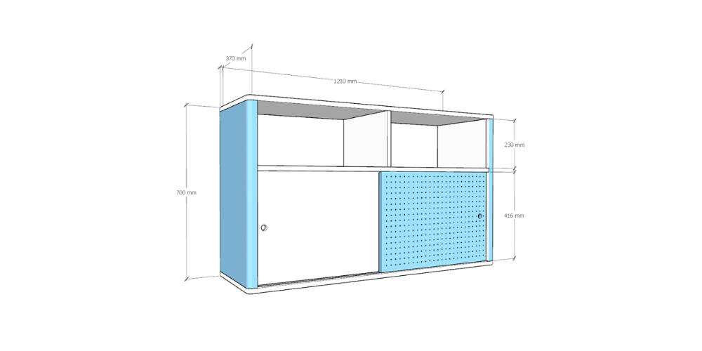 Modern Lex Modular  Curved Credenza with Sliding Doors