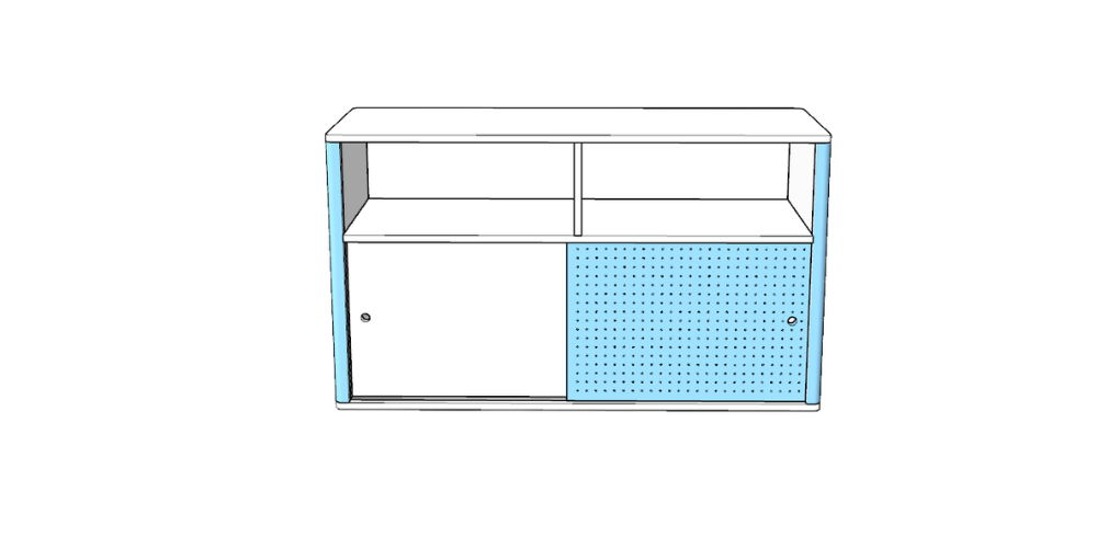 Modern Lex Modular  Curved Credenza with Sliding Doors