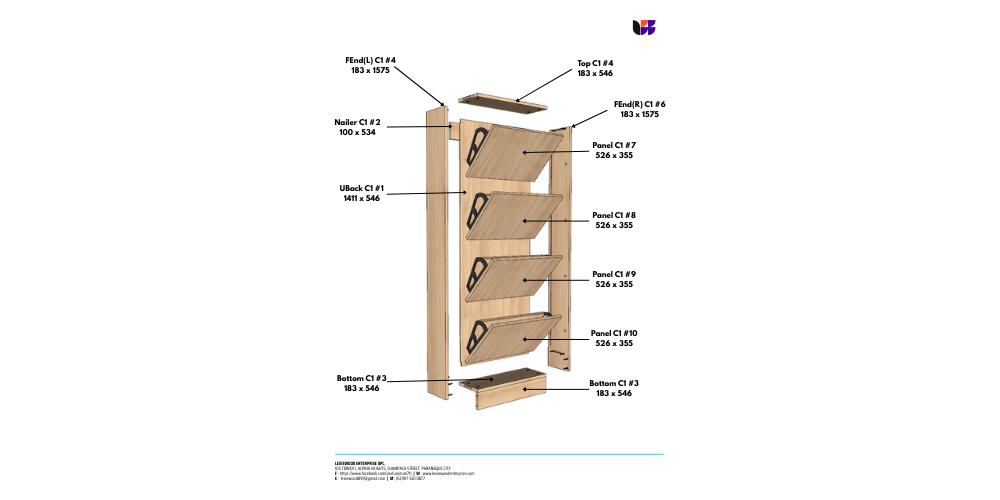Lex Shoe Rack Cabinet (White) Space-Saving Wooden Organizer
