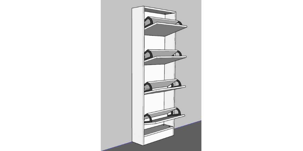 Lex Shoe Rack Cabinet (White) Space-Saving Wooden Organizer