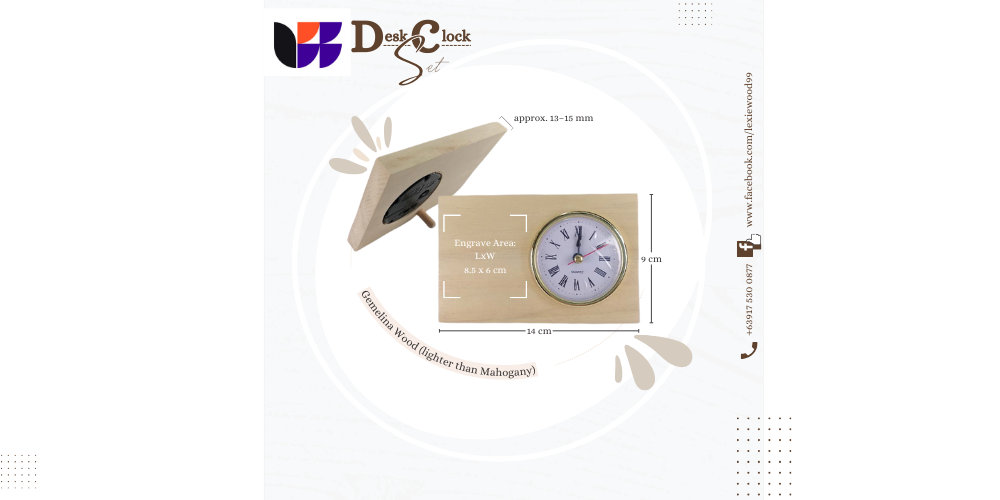Blank Desk Clock and Stand For Engraving