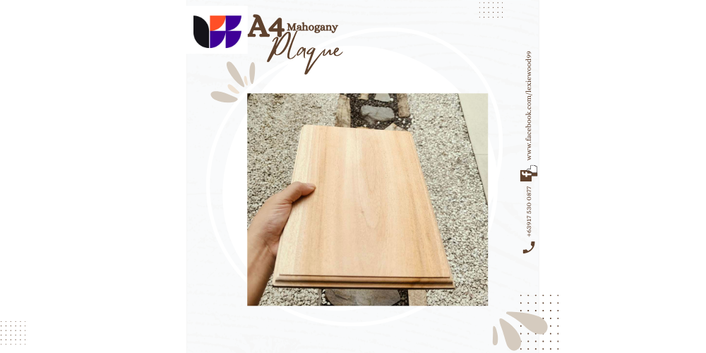 A4 Mahogany Plaque Blank  –  Premium Wood for Engraving &amp; Awards