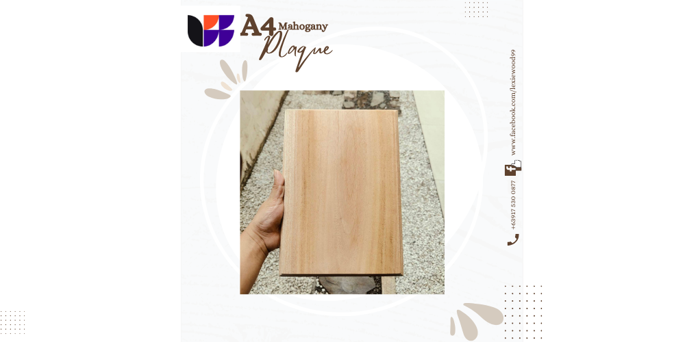 A4 Mahogany Plaque Blank  –  Premium Wood for Engraving &amp; Awards