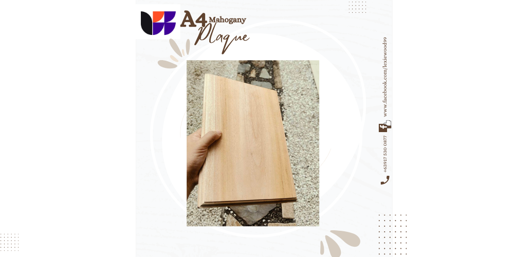 A4 Mahogany Plaque Blank  –  Premium Wood for Engraving &amp; Awards