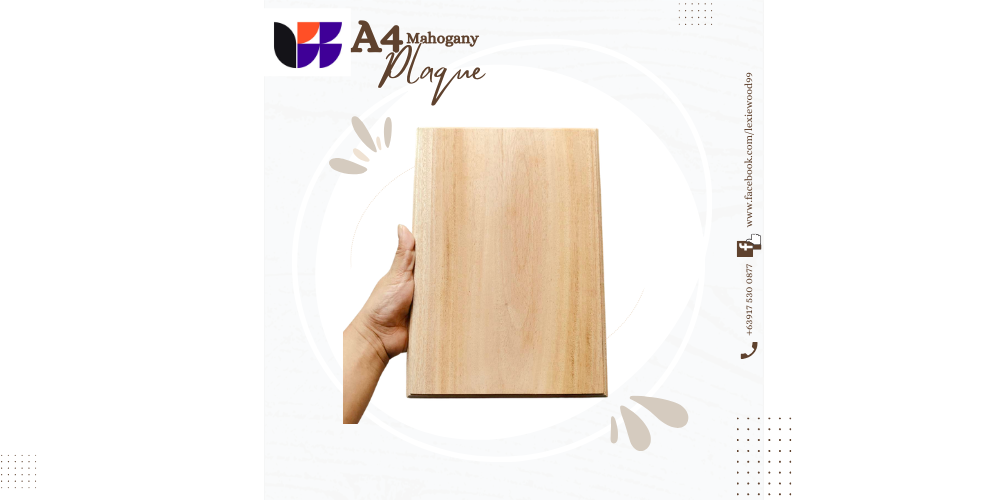 A4 Mahogany Plaque Blank  –  Premium Wood for Engraving &amp; Awards