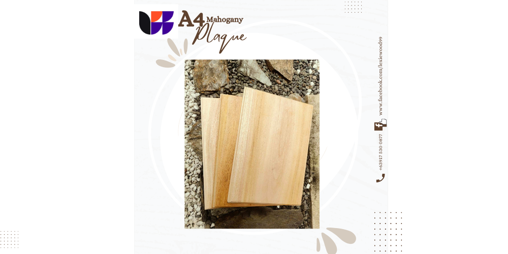 A4 Mahogany Plaque Blank  –  Premium Wood for Engraving &amp; Awards