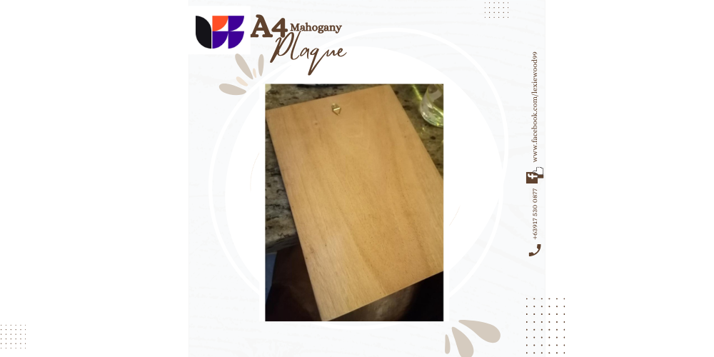 A4 Mahogany Plaque Blank  –  Premium Wood for Engraving &amp; Awards