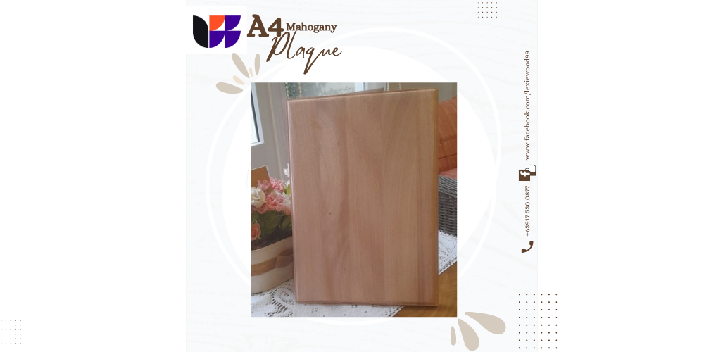 A4 Mahogany Plaque Blank  –  Premium Wood for Engraving &amp; Awards