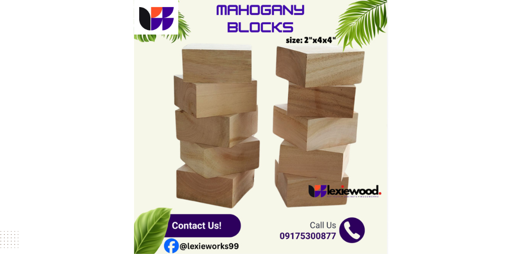 Lexiewood Unfinished Mahogany Blocks for your Craft and DIY project